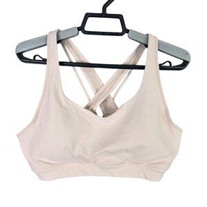 Womens Athleta Light Pink Crisscross Back Sports Bra Nylon Spandex Blend Size M